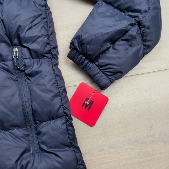 Eddie Bauer Down Puffer Jacket Mens Medium EB650 Wide Channel Hooded Blue NWT - Picture 3 of 12